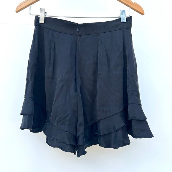 Zimmermann High Waisted Ruffle Float Black Mini Shorts Satin Silk Small 4 - Picture 5 of 7
